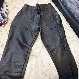 Spanx Black Faux Leather Joggers